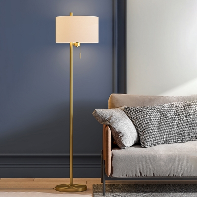 Drum Floor Standing Lamp Post Modern, Gold Finish Floor Lamp