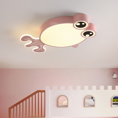 Goldfish Kindergarten LED Ceiling Lamp Iron Cartoon Flush Mount Recessed Lighting in Pink/Yellow