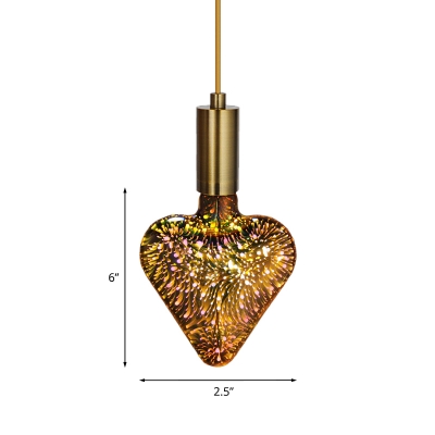 Loving Heart Shaped E27 Lamp Bulb 1-Pack Silver Plastic 4 W 12 LED Beads Light with 3D Firework Pattern