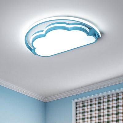 Macaron LED Flush Ceiling Light with Acrylic Shade White/Pink/Blue Finish Cloud Flush Mounted Lamp