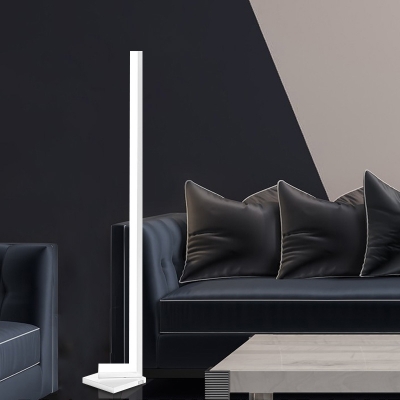 Simple Style Angled Linear Floor Lamp Acrylic LED Bedside Standing Light in White/Black/Gold Finish