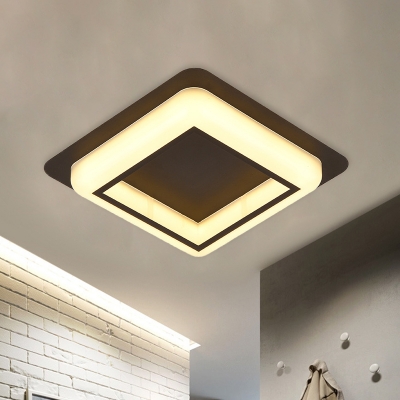 Squared Frame Flush Mount Lamp Simple Acrylic LED Corridor Flush Ceiling Light Fixture in White/Black/Grey