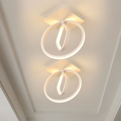 White/Black Ring Flush Mount Fixture Minimalist LED Acrylic Flush Ceiling Lighting in White/Warm Light