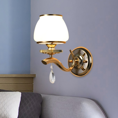 White Glass Gold Finish Wall Lighting Jar Shape 1/2 Head Modernist Wall Mounted Lamp