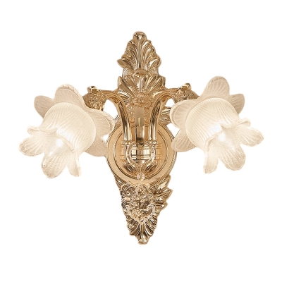 1/2-Light Flower Bud Sconce Lighting Mid Century Gold Finish Opal Glass Wall Lamp Fixture