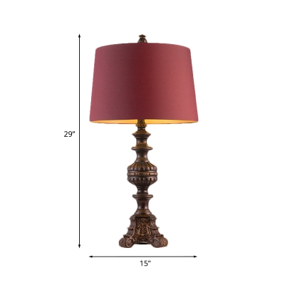 Fabric Rose Red Table Lamp Drum 1 Bulb 12