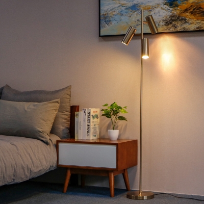 Gold Finish Tube Stand Up Light Post Modern 3-Head Metal Tree Floor Lamp for Bedroom