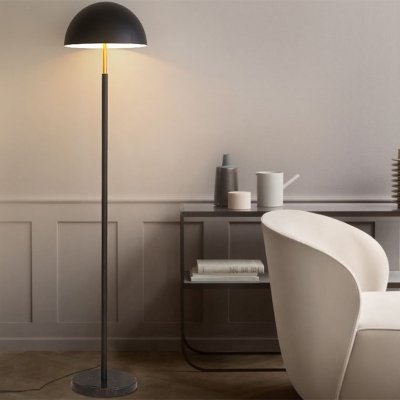 Hemisphere Floor Lighting Minimalist Iron 2-Light Living Room Reading Floor Lamp in Black