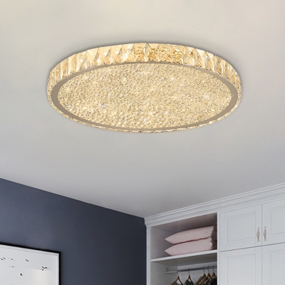 LED Flush Mount Ceiling Lighting Fixture Minimalist Opulent Clear Crystal Full Moon Flushmount