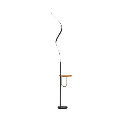 Minimalism Spiral Line Stand Up Lamp Acrylic LED Bedside Floor Reading Light in Black, White/Warm Light