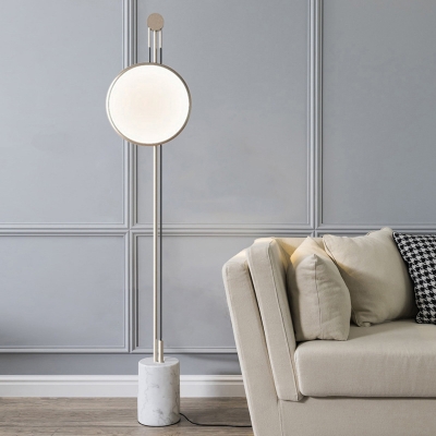Round Panel Floor Standing Light Modernist Metal LED Gold Floor Lamp for Living Room
