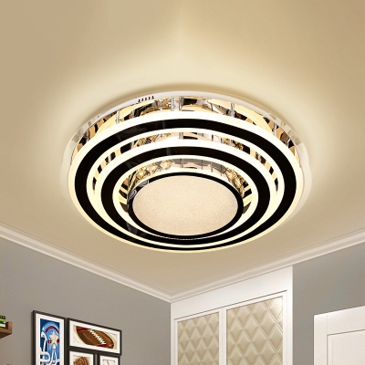 Stainless Steel LED Ceiling Lamp Modernism Crystal Round Flush Mounted Light Fixture for Bedroom