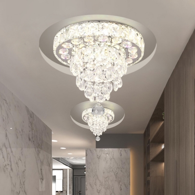 Teardrop Clear Crystal Flushmount Lamp Modernist LED Flush Mount Ceiling Light for Hallway