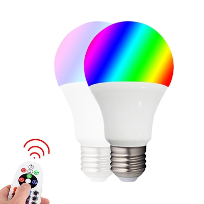 1pc 3/12 W E27 LED Smart Bulb Light 16 Color Changing Remote Control Plastic Edison Bulb in White