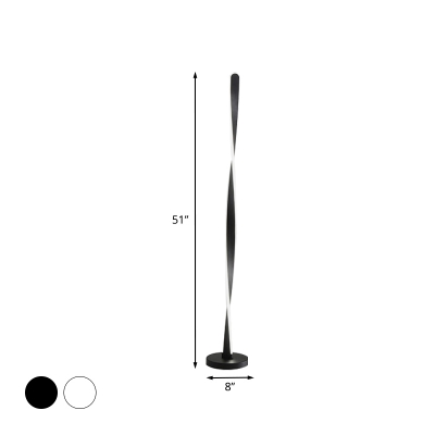 Black/White Finish Spiral Floor Lamp Simple Style LED Metallic Standing Floor Light in White/Warm Light