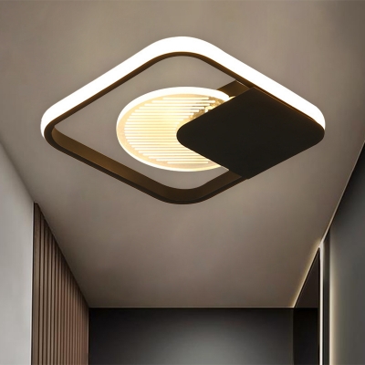 Black/White Square Extra Thin Flush Light Minimalism Acrylic Surface Mounted LED Ceiling Light in Warm/White Light