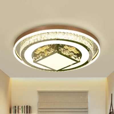 Crystal Geometric Ceiling Flush Light Modern Hotel LED Flushmount Lighting in White