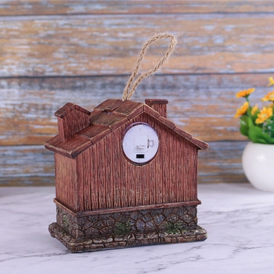 Kids LED Night Stand Light Brown House Battery Wall Hanging Lamp with Resin Shade
