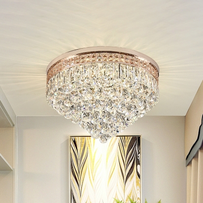 LED Conical Flushmount Lamp Modernist Clear Crystal Drip Ceiling Mounted Light for Hallway