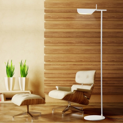 Metallic Right Angle Reading Floor Light Minimalist LED Stand Up Lamp in White/Black for Bedroom