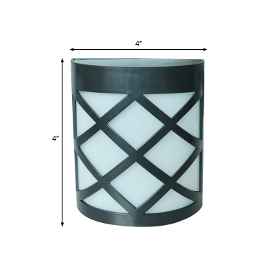 Outdoor Solar LED Wall Lamp Vintage Black Flush Mount Sconce with Trellis/Rhombus/Rectangle Plastic Shade, Multicolored Light