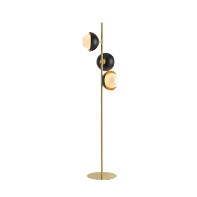 Post Modern Domed Floor Stand Lamp Metal 3 Heads Drawing Room Floor Light in Black and Gold