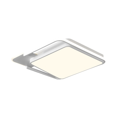 Square Flush Ceiling Light Simple Acrylic Black/White LED Flushmount in Warm/White Light, 16.5