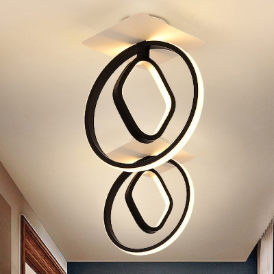 White/Black Ring Flush Mount Fixture Minimalist LED Acrylic Flush Ceiling Lighting in White/Warm Light