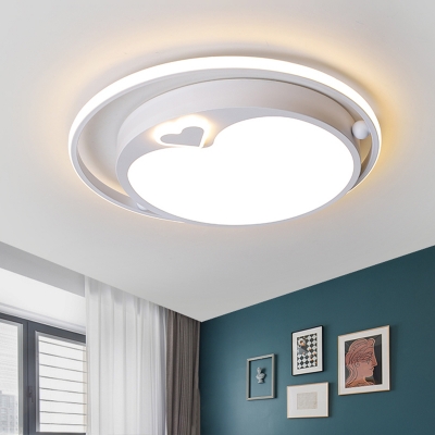 White Finish Apple-Shape Flush Mount Nordic LED Acrylic Ceiling Flush in White/Warm Light