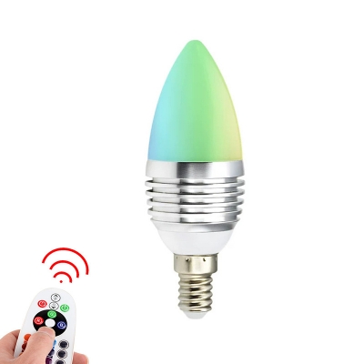 3 W E14 Pointy Bulb 1pc Plastic 16 LED Beads Color Changing Lighting with Remote in Silver