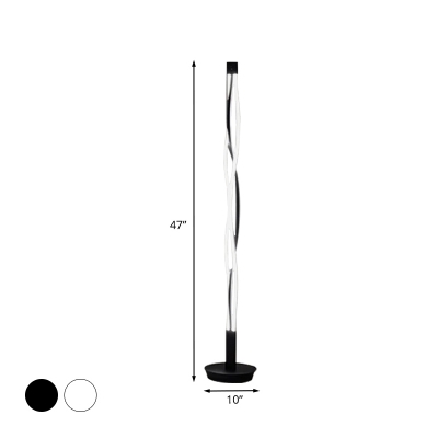 3-Waving Line Stand Up Lamp Modernism Acrylic LED White/Black Floor Standing Light in White/Warm/Natural Light