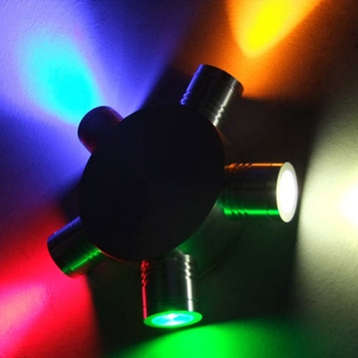 Chrome Radial Small LED Wall Lamp Modern 4/5/6-Head Aluminum Sconce Lighting in Multi-Colored Light