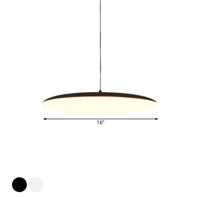 Flat Shade LED Pendant Light Fixture Minimalistic Acrylic Black/White Hanging Ceiling Light