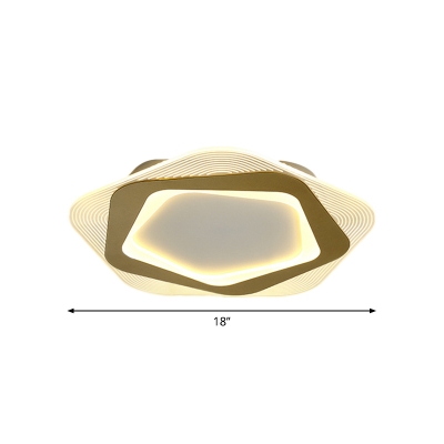 Hexagon/Pentagon Metal Flush Lamp Fixture Modernism LED Gold Flush Ceiling Lighting for Living Room, 18