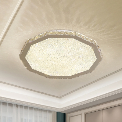 Hexagonal Crystal Geometric Flush Mount Modernism LED Flush Ceiling Light Fixture in Chrome