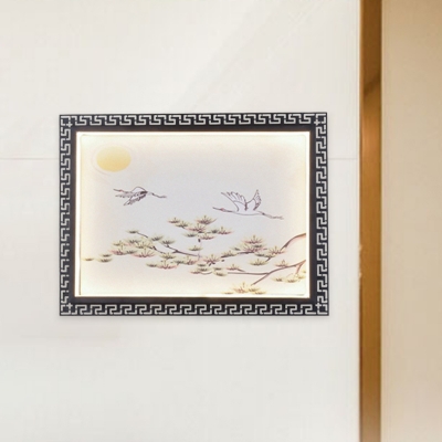 Landscape LED Mural Lighting Asian Metallic Black Wall Sconce Light Fixture for Living Room
