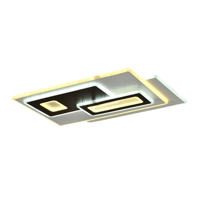 LED Bedroom Ceiling Light Fixture Contemporary Black-White Flush Mount with Round/Oval/Rectangle Acrylic Shade