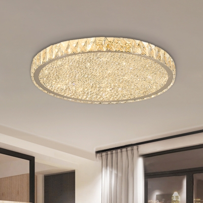 LED Flush Mount Ceiling Lighting Fixture Minimalist Opulent Clear Crystal Full Moon Flushmount