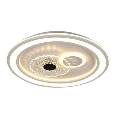 Minimalist LED Ceiling Flush Mount White Extra Thin Hoop Flush Mount Light Fixture with Acrylic Shade