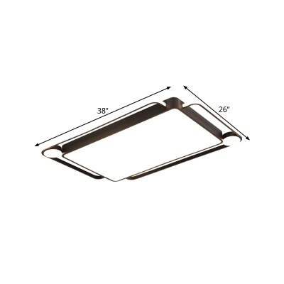 Minimalist Rectangle Flush Mount Fixture Metal LED Parlour Ceiling Flush in Black, White/Warm Light
