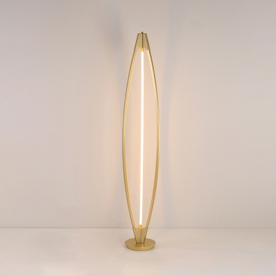 Oval Cage Acrylic Stand Up Light Modernism Gold/White/Black Finish LED Floor Lamp for Bedroom, White/Warm Light