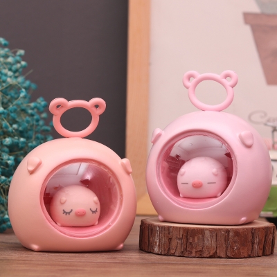 Light Resin Led Cartoon Table Lamp, Small Pig Table Lamps