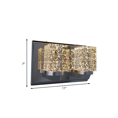 Seedy Crystal LED Wall Washer Sconce Contemporary Chrome Cuboid Bedroom Wall Mount Fixture