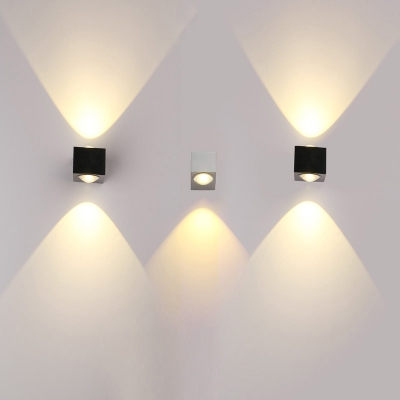 Single/Double-Sided Flush Wall Sconce Simple Aluminum Club RGB-Light Wall Lighting in Black/Silver