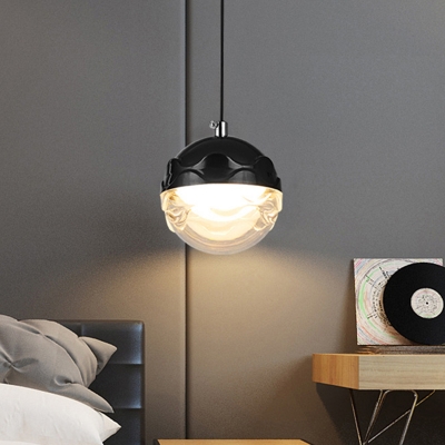 Sphere Bedside Ceiling Pendant Acrylic Simplicity LED Hanging Light Fixture in Black