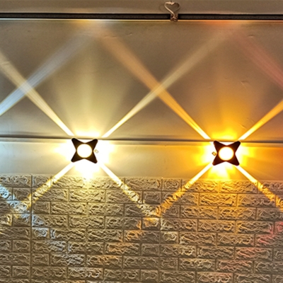 Star 4-Sided Wall Light Fixture Modernism Acrylic Wine Club LED RGB Wall Lamp in Black