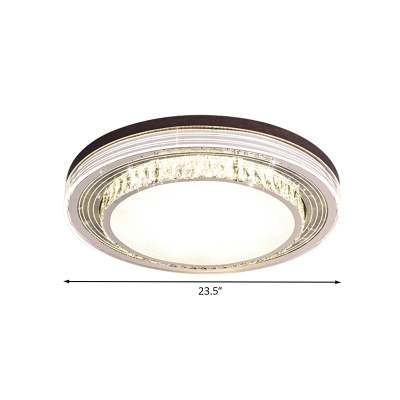 Surface Mounted LED Ceiling Light Simple Bedroom Flush Mount with 2 Layers Clear Crystal Shade