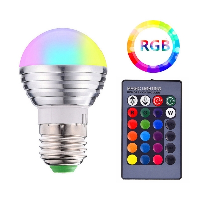 1pc 5 W RGBW Smart Bulb E14/E27 5-LED Beads Remote Control Color Changing Plastic Pear Shaped Bulb in Silver