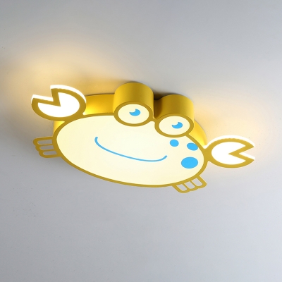 Cartoon LED Flush Mounted Light Yellow Crab Ceiling Lighting with Acrylic Shade for Kids Room