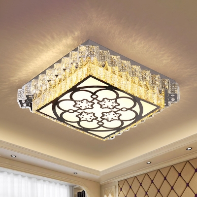 Clear Crystal Squared Flush Ceiling Light Modernism LED Flush Mounted Lamp for Bedroom